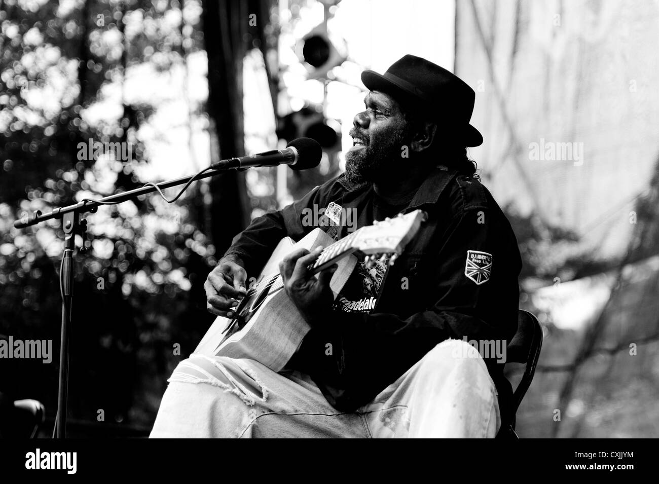 Frank Yamma vivre sur la scène du Festival des musiques du monde 2011 Womadelaide Adelaide Banque D'Images