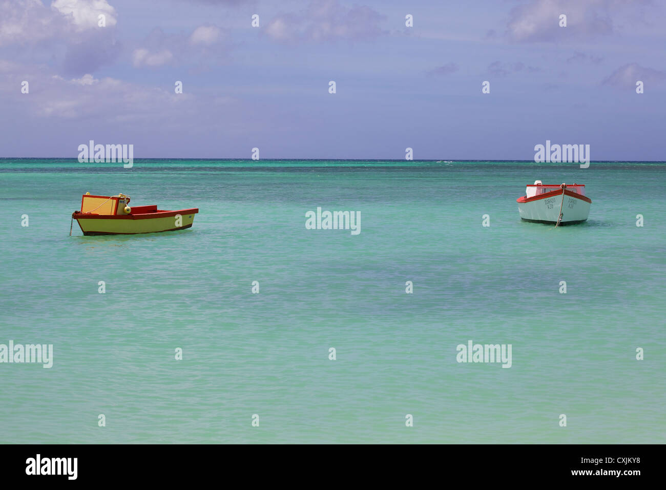 Deux bateaux de pêche des Caraïbes Banque D'Images