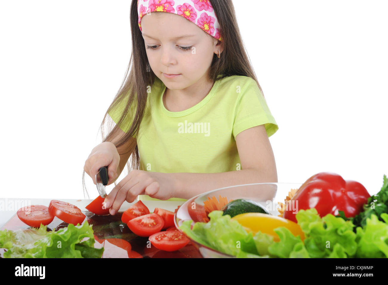 Petite salade à la table de coupe Banque D'Images