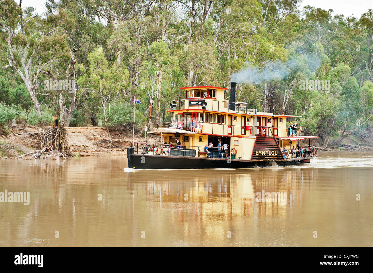 Vieux bateau à aubes sur le fleuve Murray. Banque D'Images