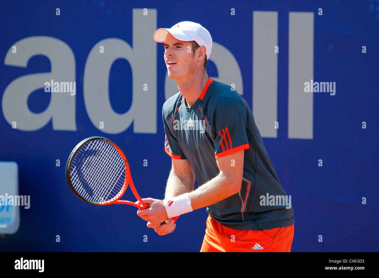 Andy Murray jouant dans le Banc Sabadell 2012 tournoi ATP de Barcelone Banque D'Images