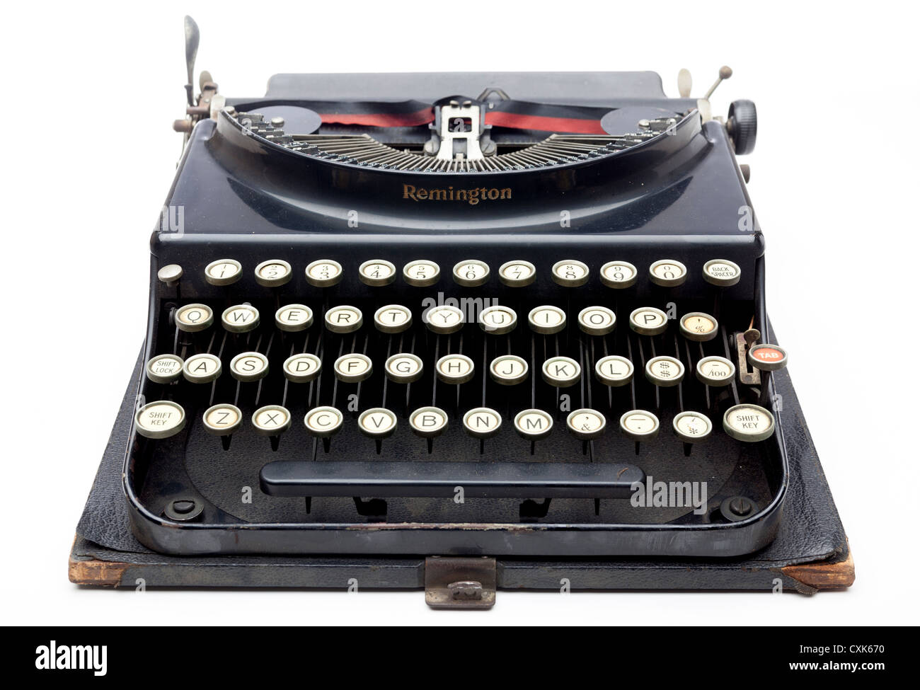 Un gros plan d'une antique machine à écrire et les touches et les lettres et de bars. Banque D'Images