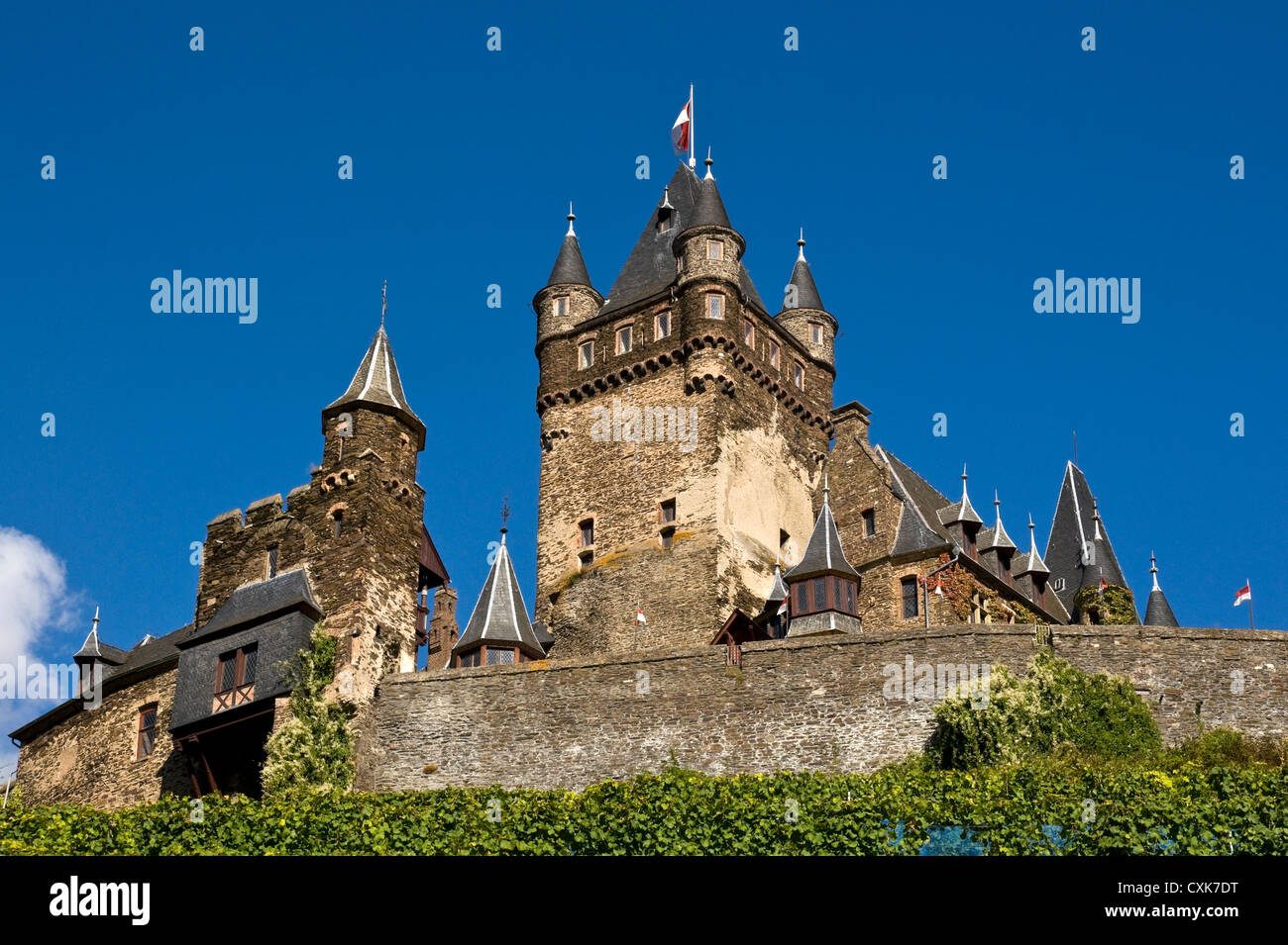 Le château de Cochem, vallée de la Moselle, en Allemagne. Banque D'Images