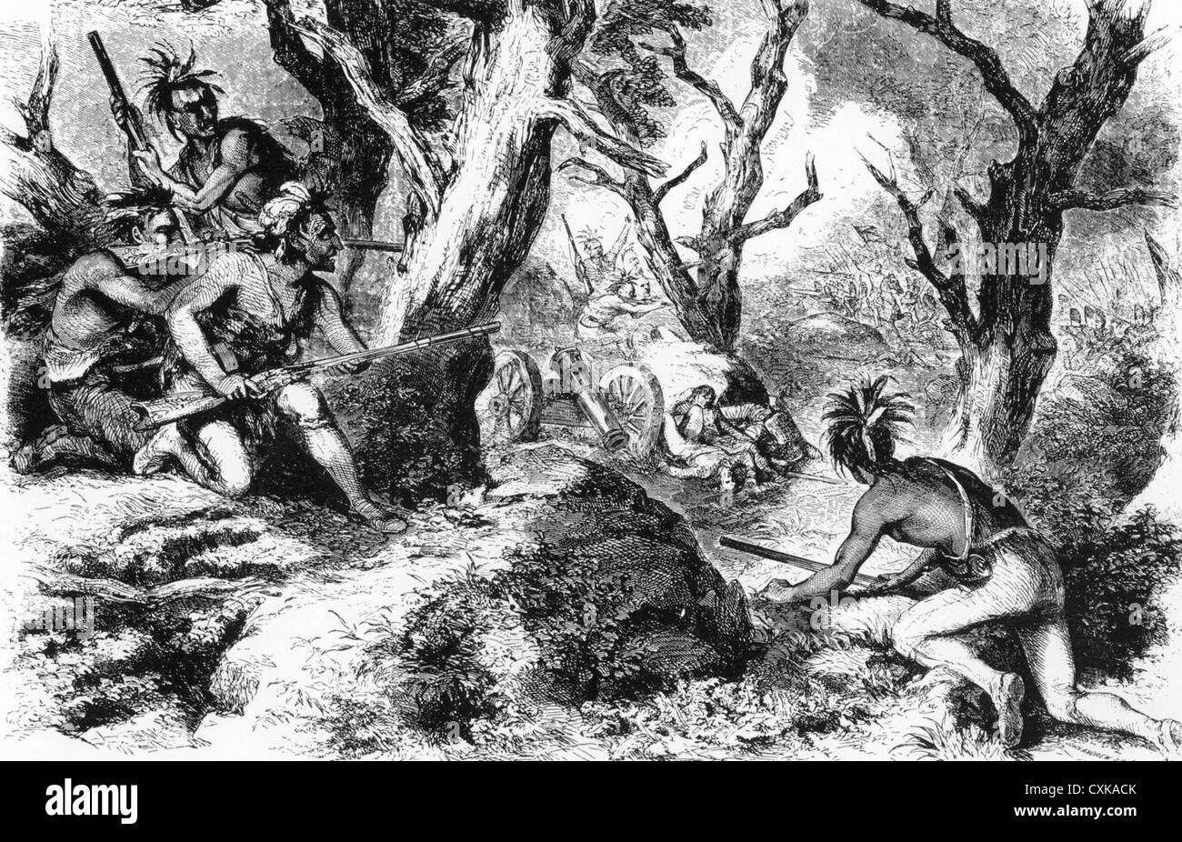 EDWARD BRADDOCK (1695-1775) soldat britannique tombe dans une embuscade et tués par des français et alliés indiens près de Fort Duquesne 9 Juillet 1775 Banque D'Images