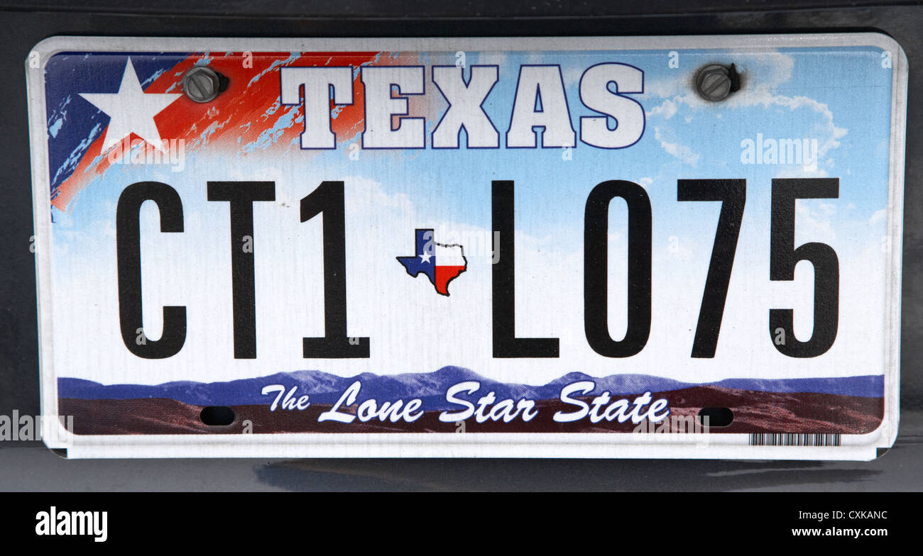 Le texas Lone Star State license plate usa Banque D'Images