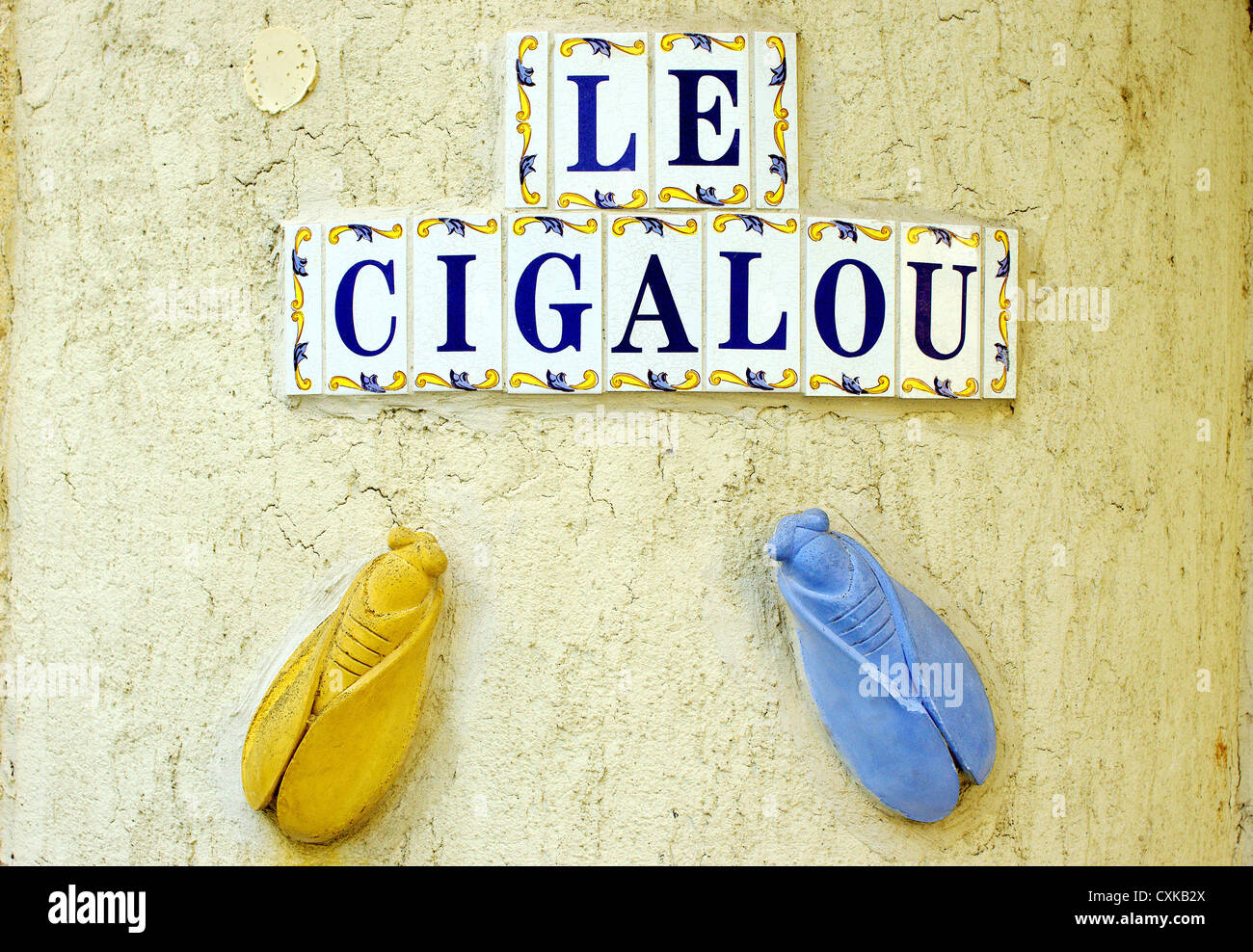 Le cigalou ornement avec cigales Chateauneuf du Pape Provence France Banque D'Images