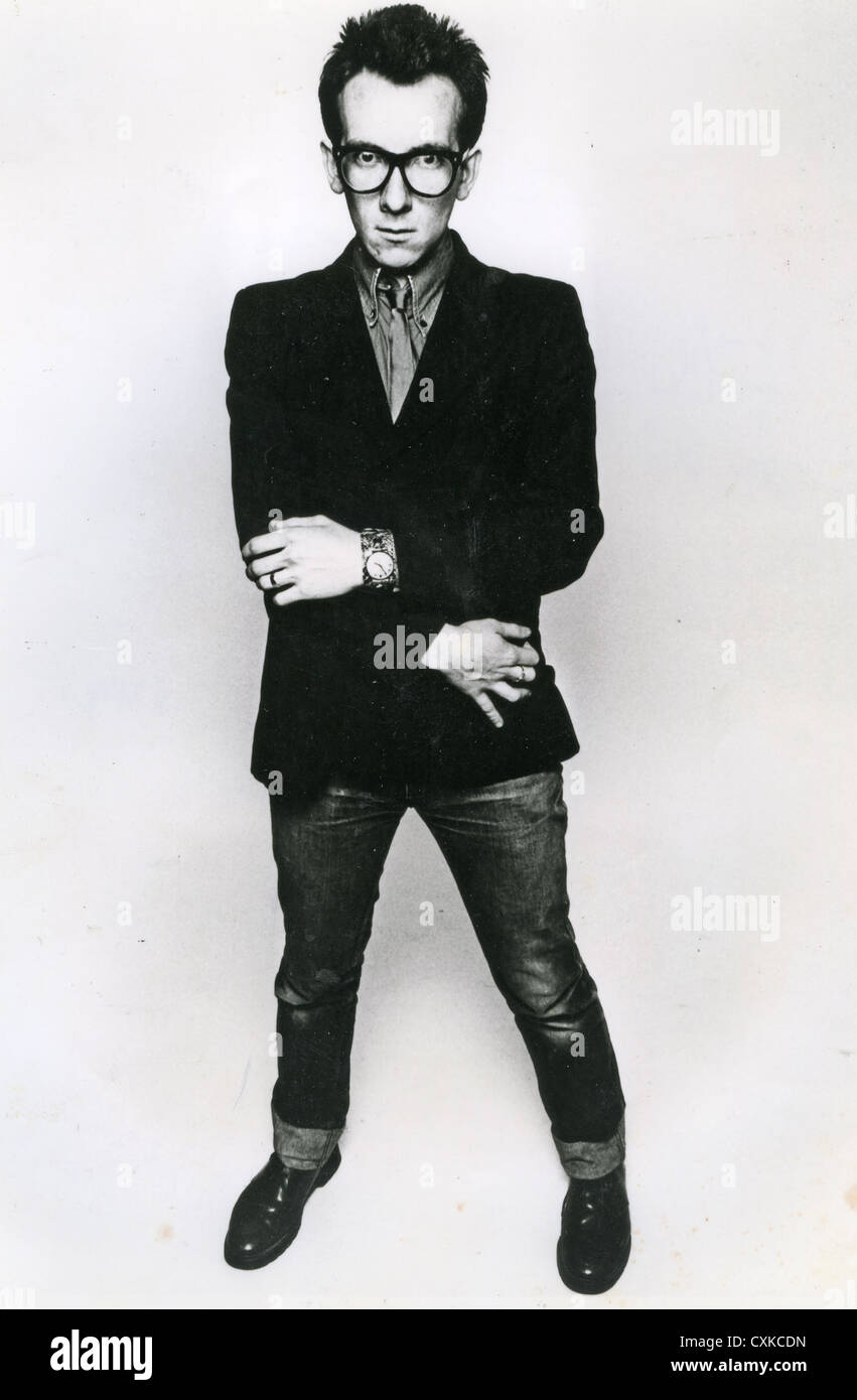 ELVIS COSTELLO photo promotionnelle de musicien de rock britannique vers 1985 Banque D'Images