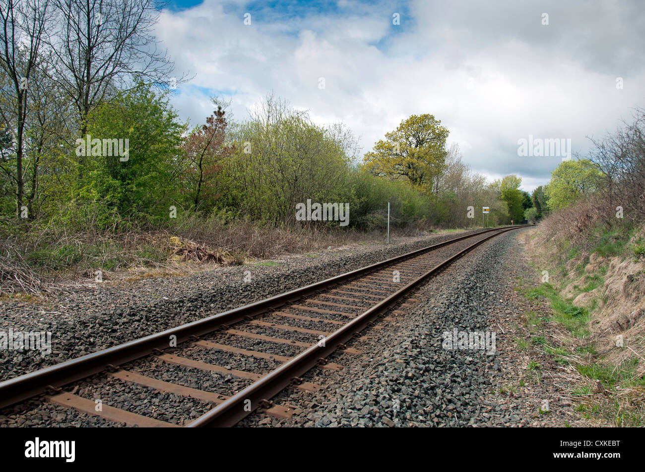 Faible niveau train tracks Banque D'Images