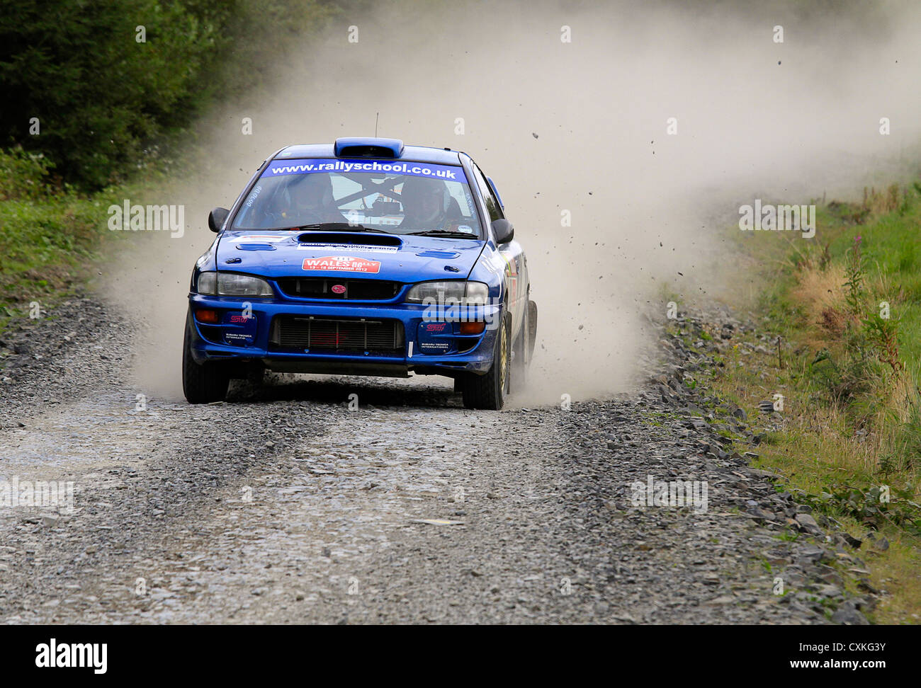 WRC 2012, Pays de Galles, voiture de rallye subaru Banque D'Images
