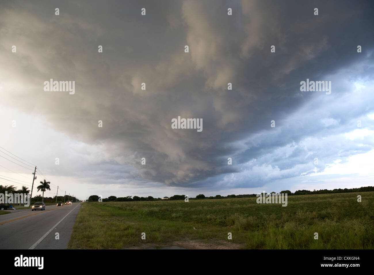 Durée de la formation de nuages nuage arcus précédant un orage sur les terres agricoles à proximité de l'Everglades de Floride usa Banque D'Images