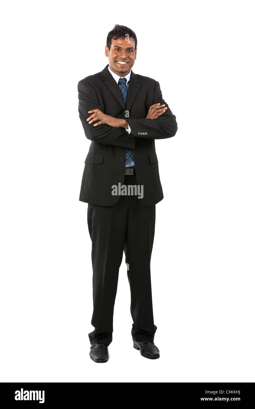 Portrait d'un homme d'affaires indien à la recherche. Isolé sur fond blanc. Banque D'Images