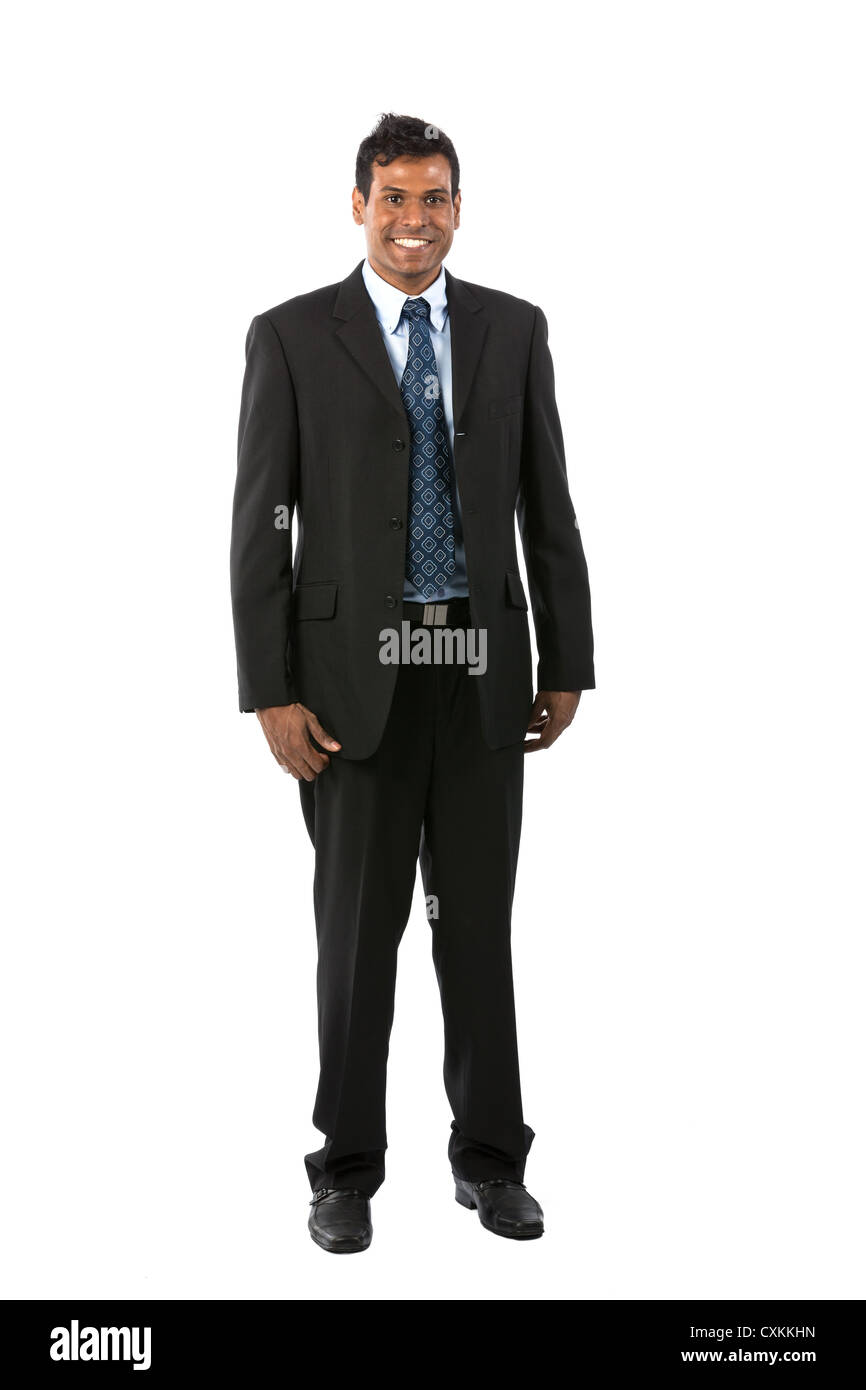 Portrait d'un homme d'affaires indien à la recherche. Isolé sur fond blanc. Banque D'Images