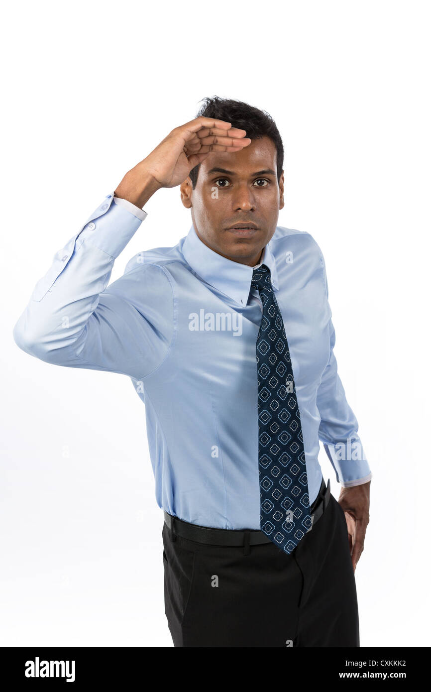 Portrait d'un homme d'affaires indien à la recherche d'avenir. Banque D'Images