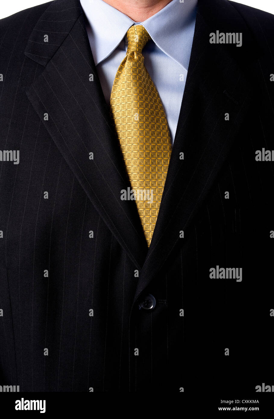 Un homme est un costume bleu avec une cravate jaune sur fond blanc Photo  Stock - Alamy