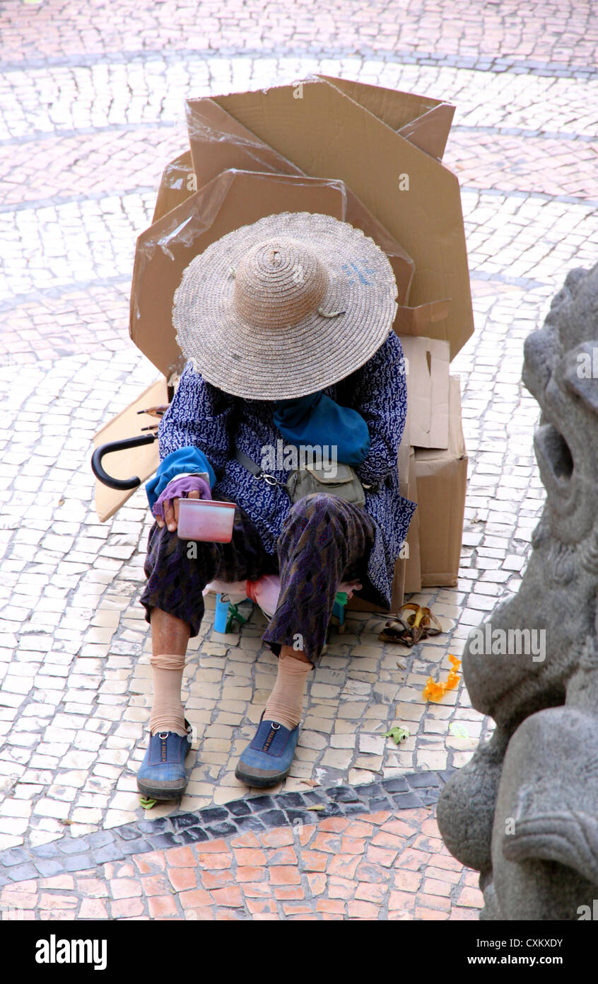 Street mendiant à Macao Banque D'Images