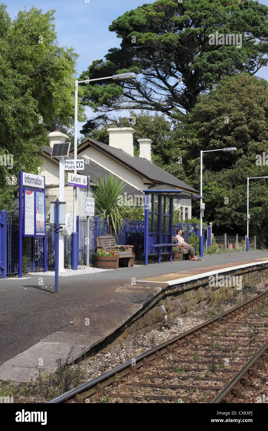 La petite branche de Cornwall Lelant la gare la ligne qui relie à St Ives Banque D'Images