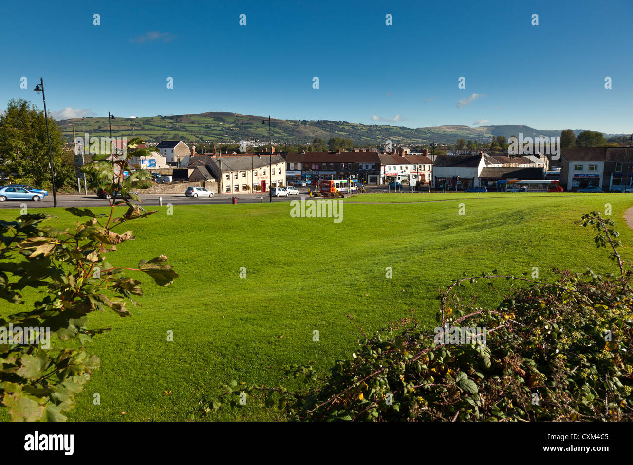 Feux de circulation à la jonction de la 'Triangle' à Caerphilly. Banque D'Images