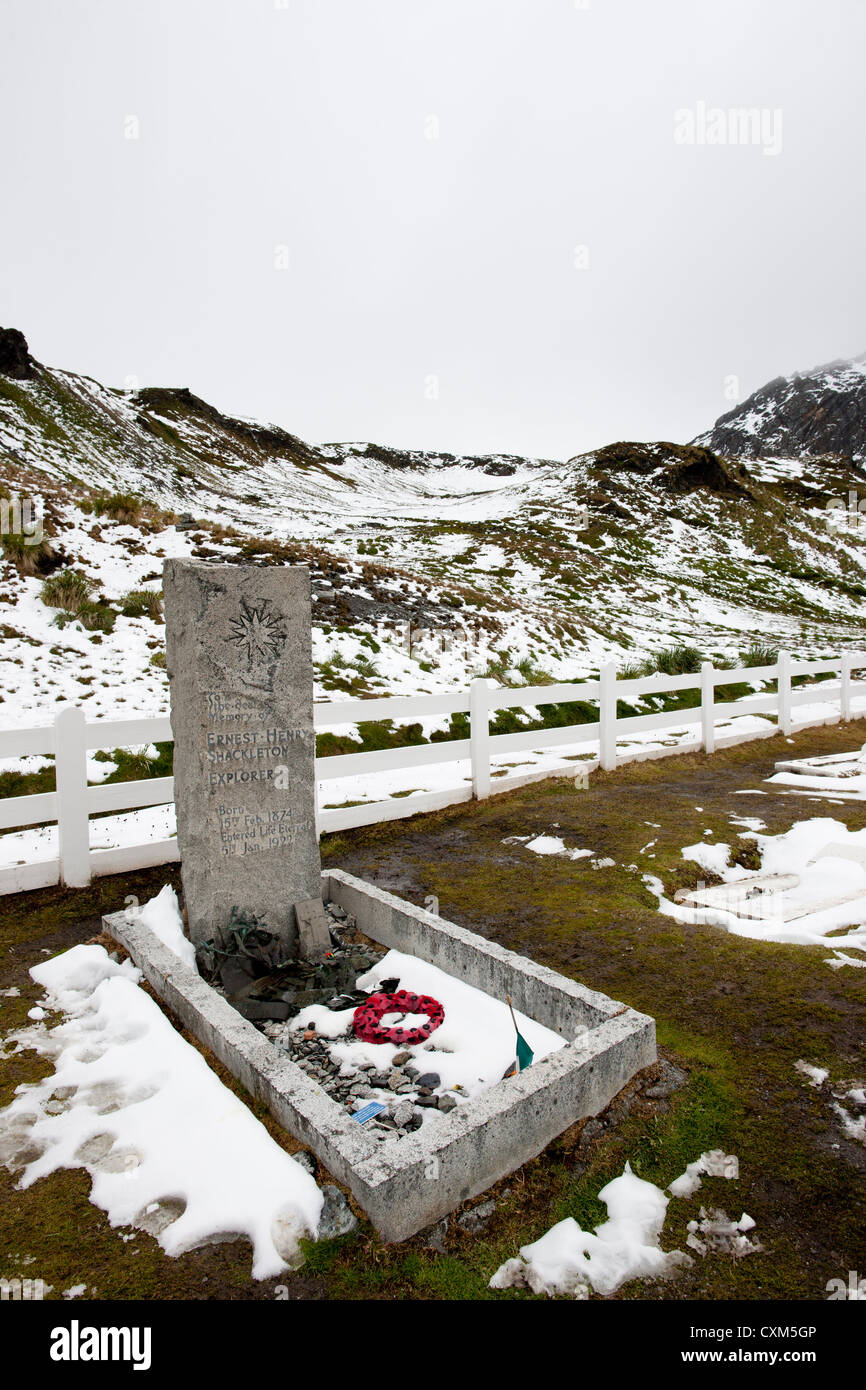 Tombe d'Earnest Henry Shackelton à Grytviken, South Georgia Island. Banque D'Images