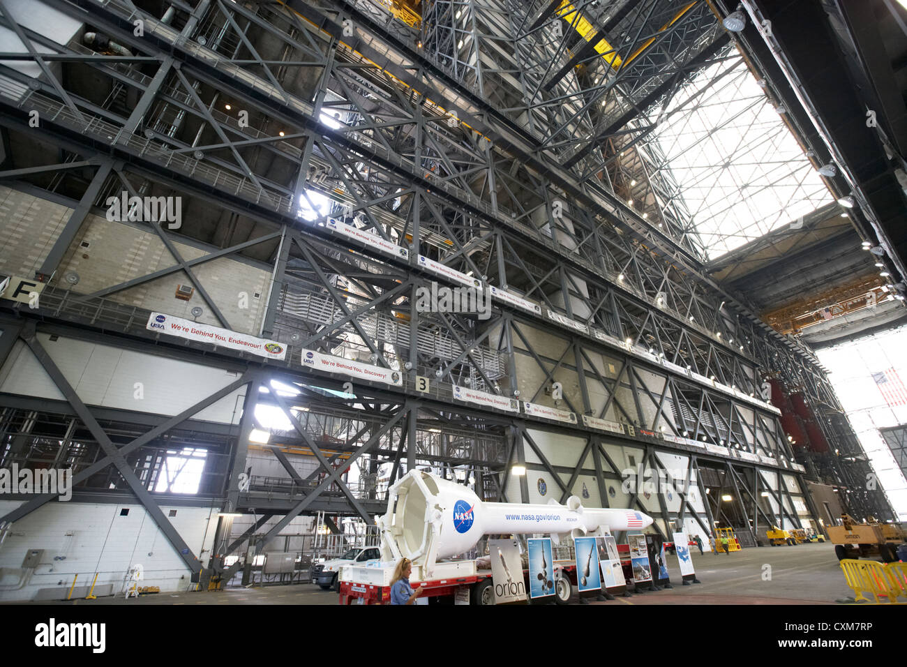 Modèle orion modèle de lancement de l'engin spatial modèle avorté maquette et intérieur du bâtiment d'assemblage de véhicule faisant partie du programme artemis de la nasa Kennedy Space Center Banque D'Images