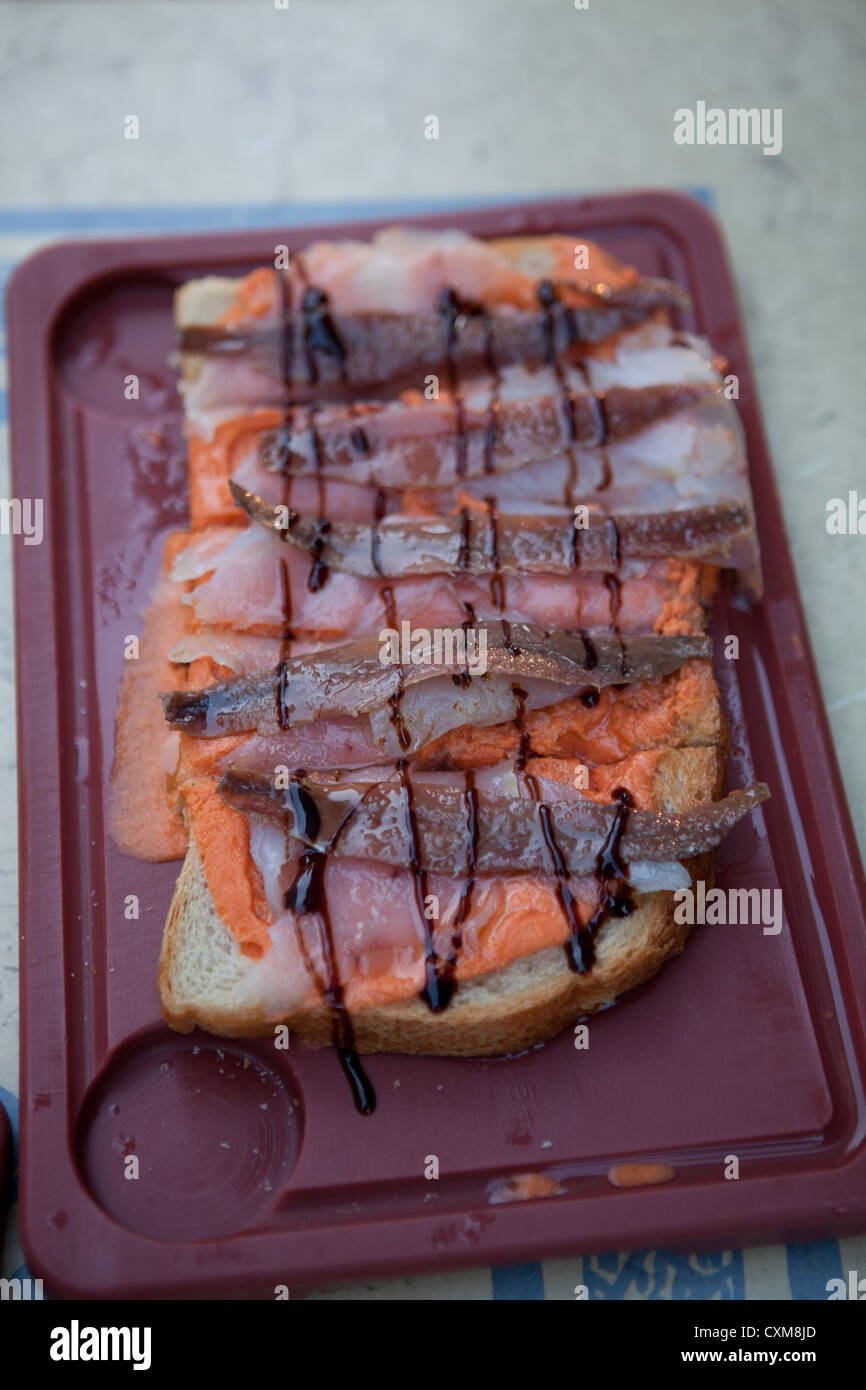 Espagne Séville brushetta de fruits de mer Banque D'Images