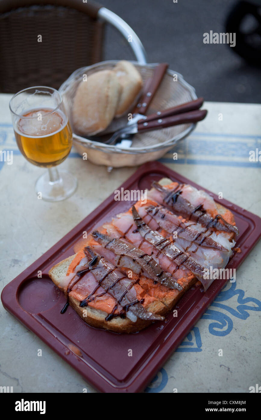 Espagne Séville brushetta de fruits de mer Banque D'Images