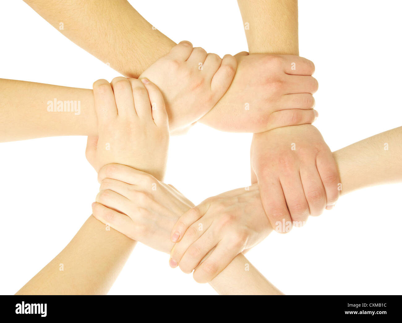 Symbole de recyclage faits de mains isolé sur fond blanc Banque D'Images