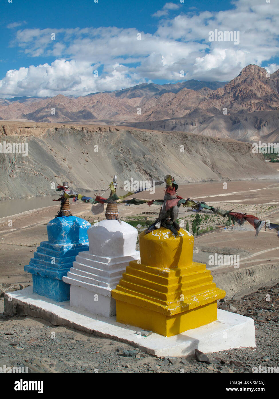 Chorten à basgo, indus, basgo, srinagar-leh-routes, le Jammu-et-Cachemire, l'Inde Banque D'Images