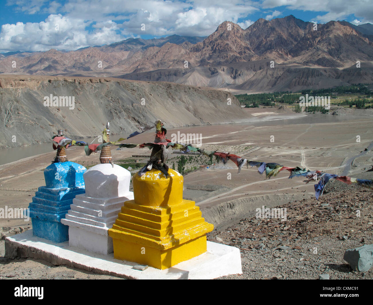 Chorten à basgo, indus, basgo, srinagar-leh-routes, le Jammu-et-Cachemire, l'Inde Banque D'Images