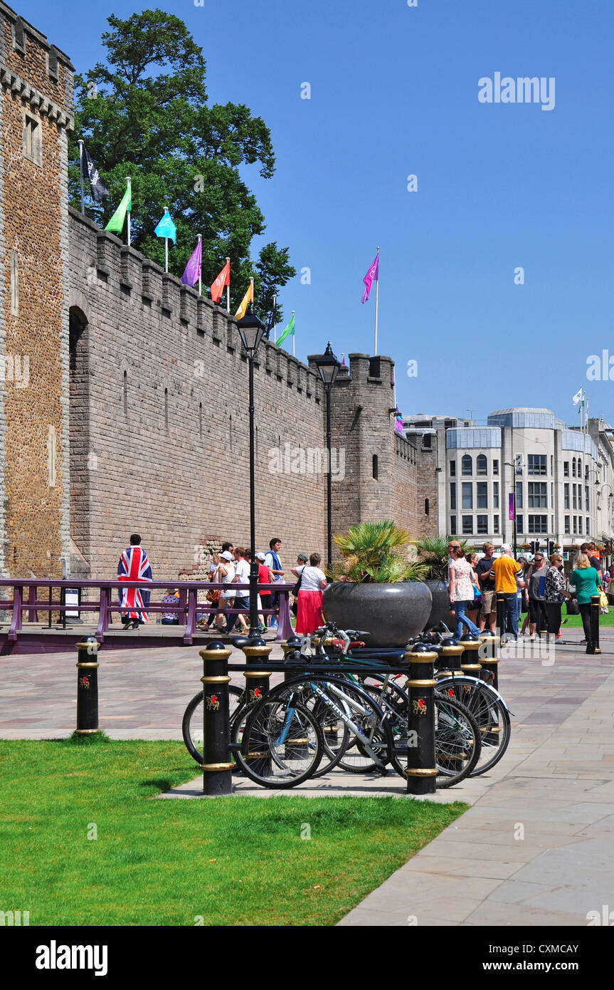 Le Château de Cardiff dans le premier jour de l'ouverture des Jeux Olympiques de Londres en 2012. Banque D'Images
