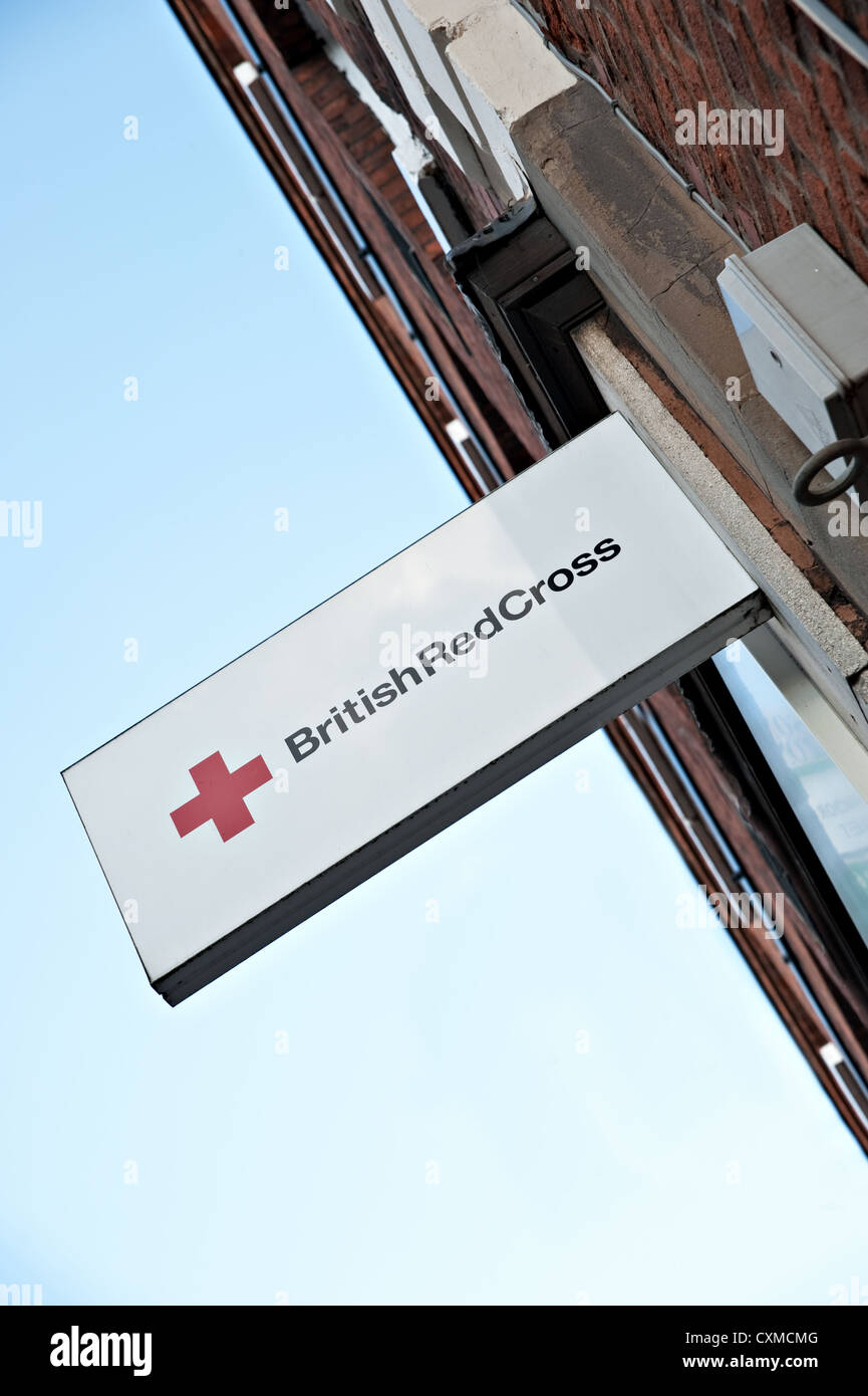 Un signe de charité de la Croix-Rouge britannique Banque D'Images