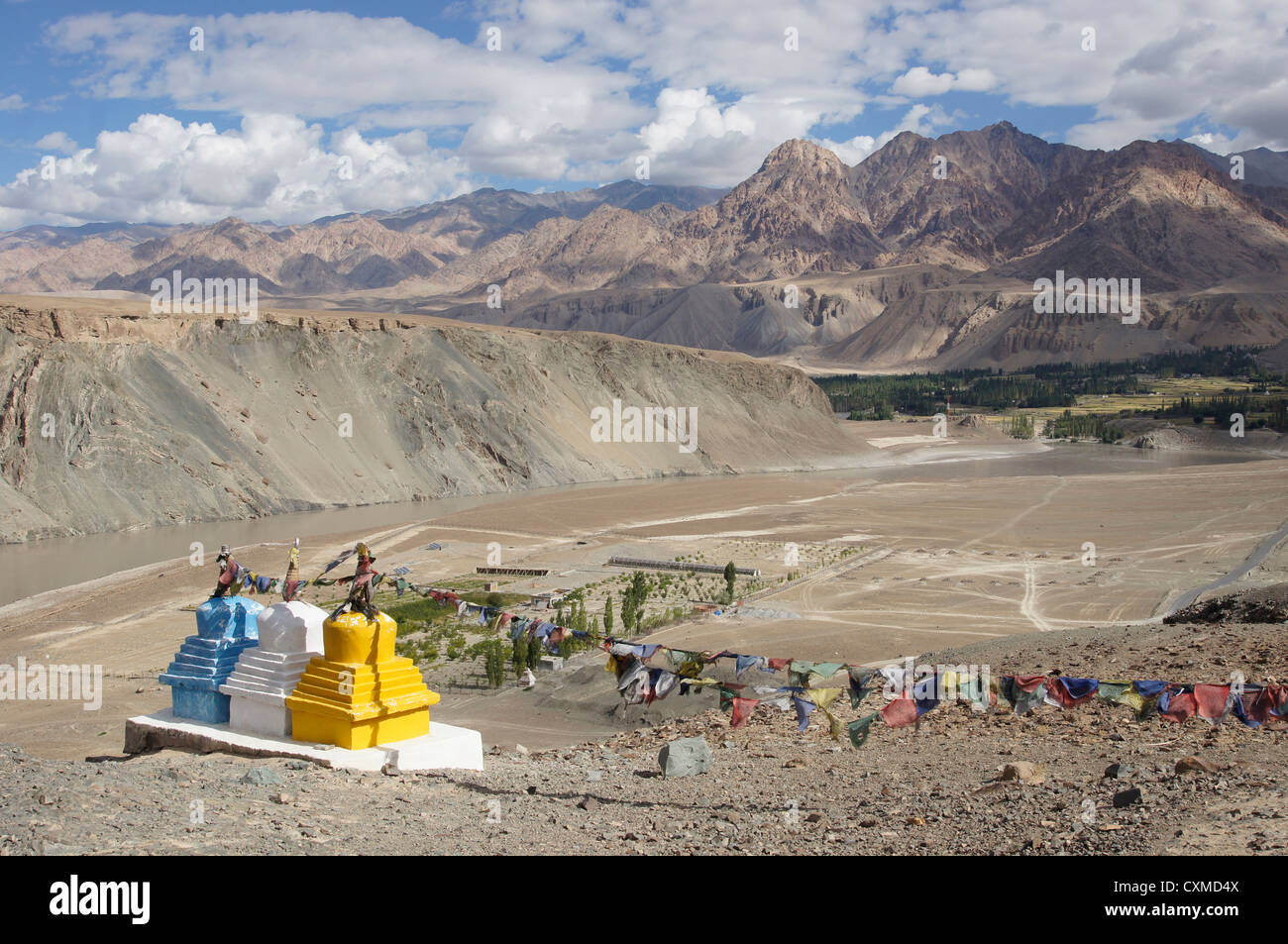 Chorten à basgo, indus, basgo, srinagar-leh-routes, le Jammu-et-Cachemire, l'Inde Banque D'Images