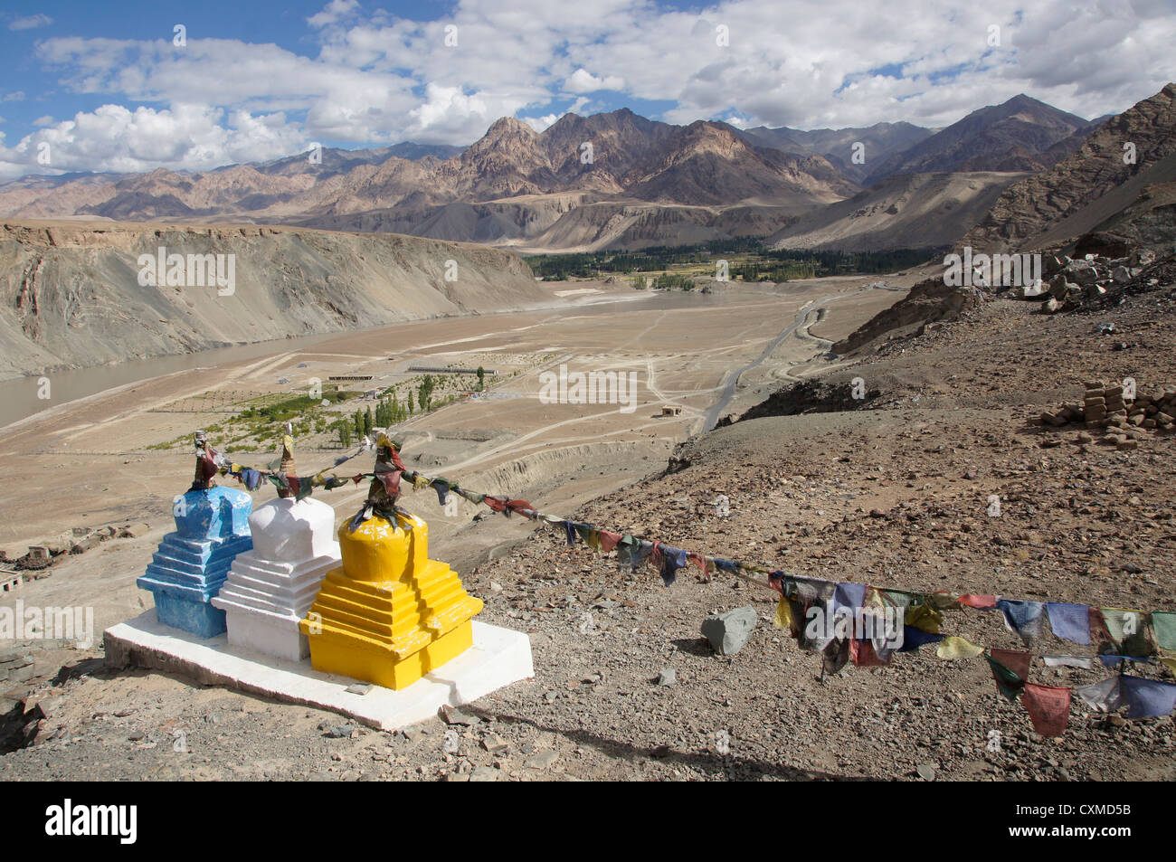 Chorten à basgo, indus, basgo, srinagar-leh-routes, le Jammu-et-Cachemire, l'Inde Banque D'Images