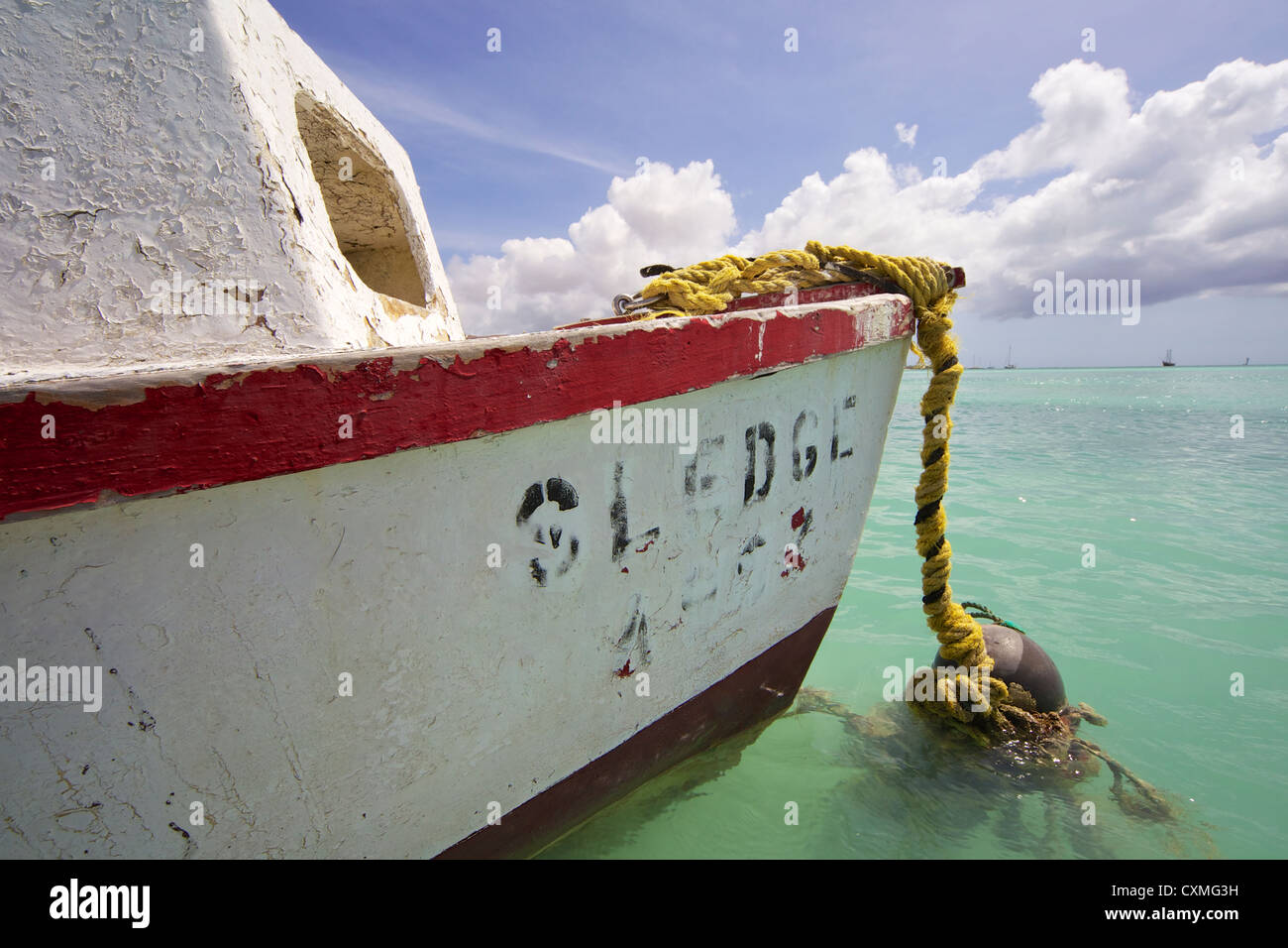 Bateau de pêche rustique de traîneau Aruba Banque D'Images