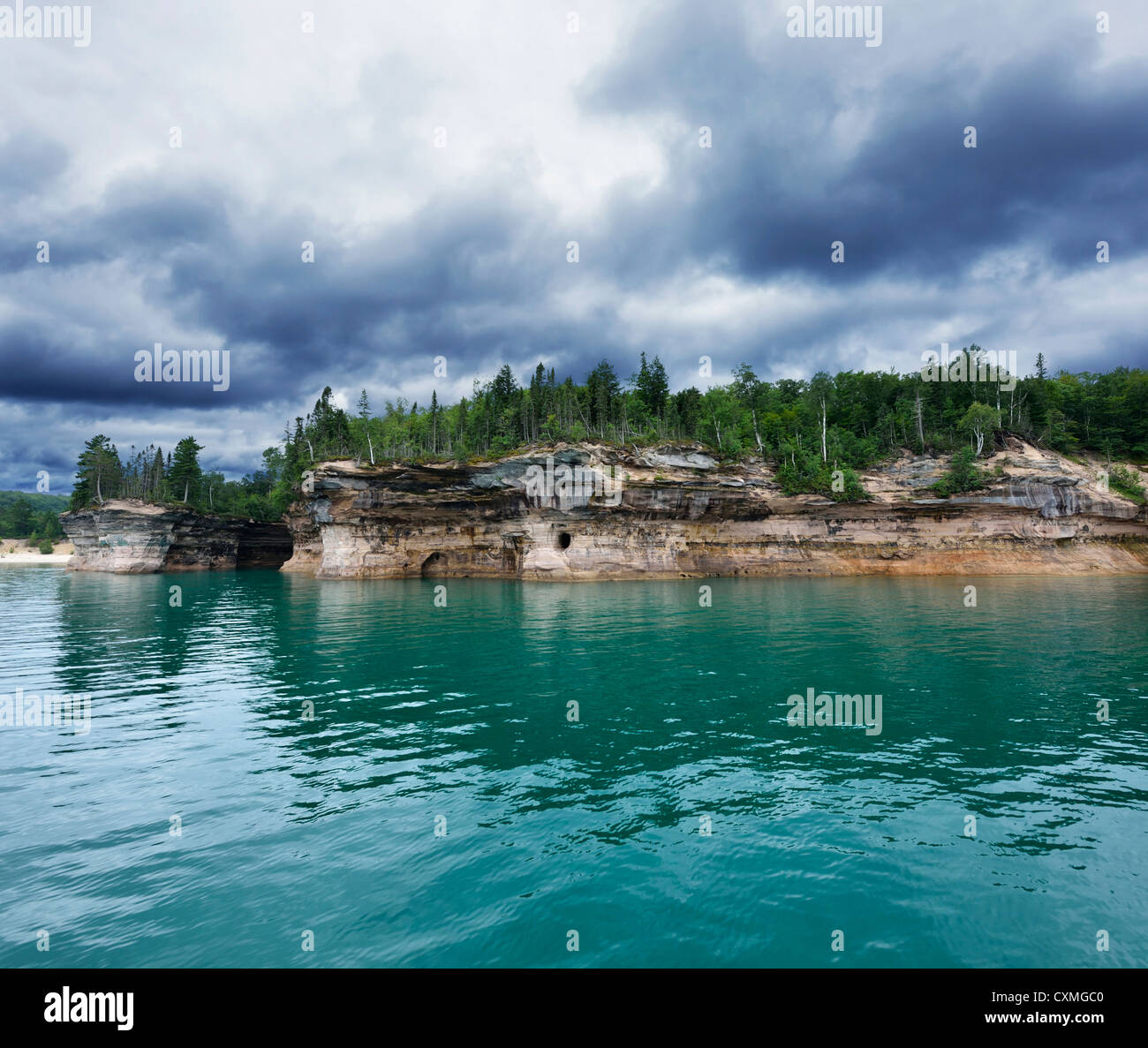 Rock sur la rive du lac Michigan State National Banque D'Images