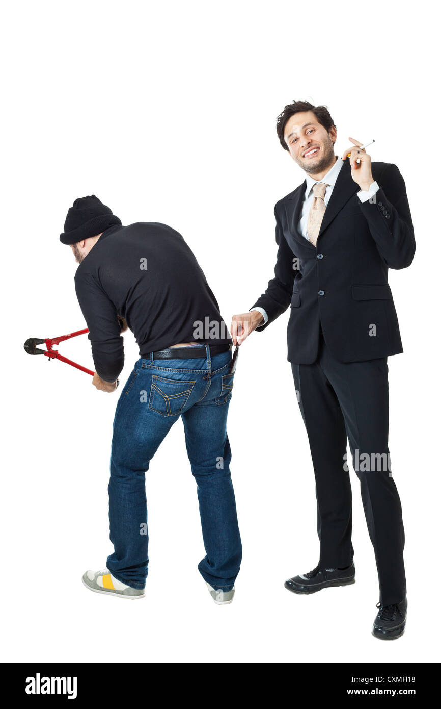 Un homme bien habillé à la tire un portefeuille d'un cambrioleur Banque D'Images