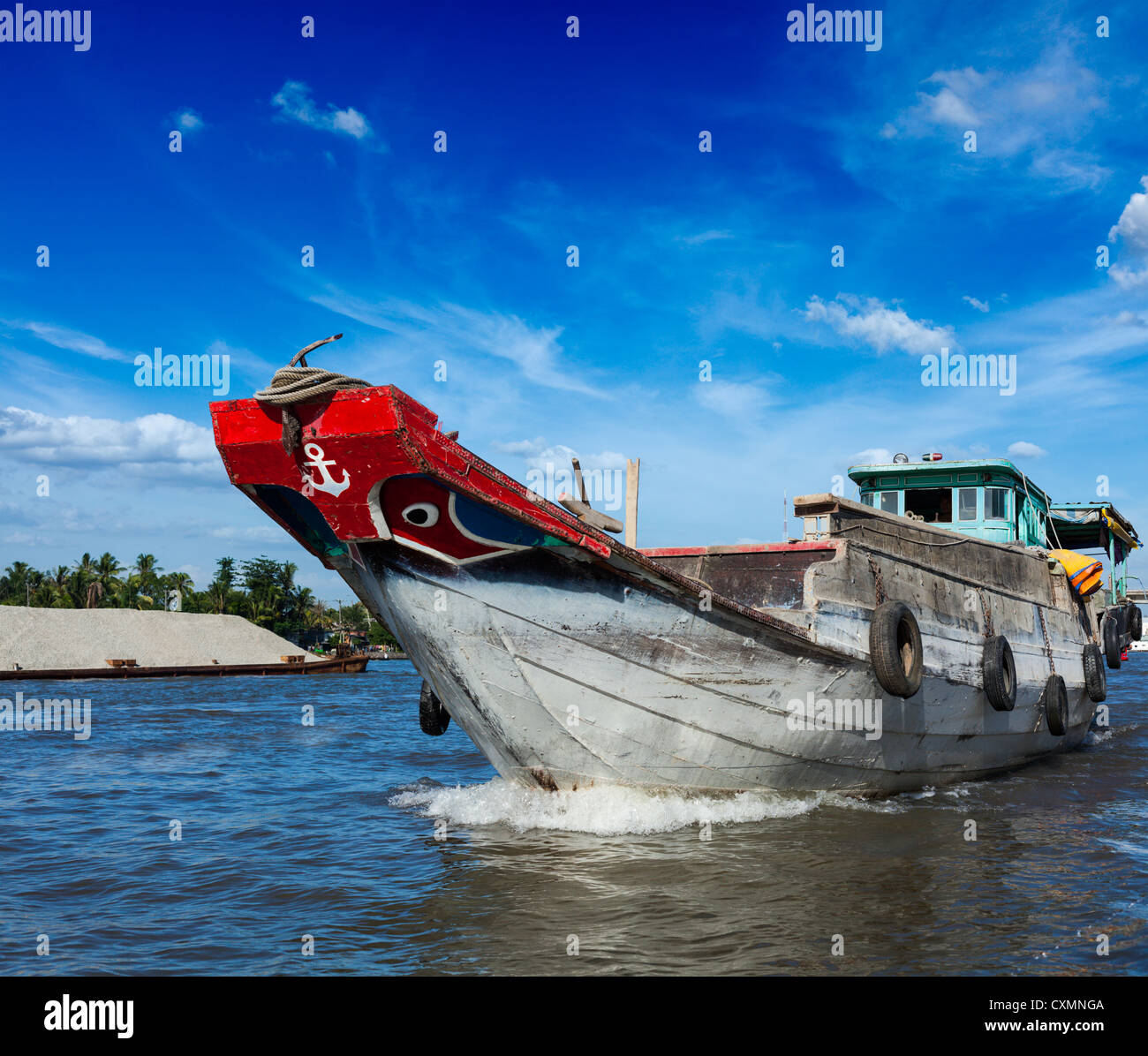 Bateau. Delta du Mekong, Vietnam Banque D'Images