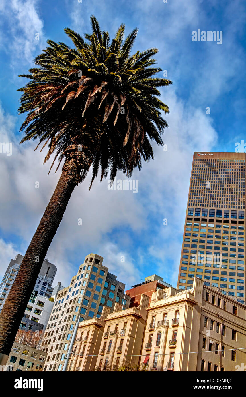 Printemps & Collins rues Skyline | Melbourne Banque D'Images