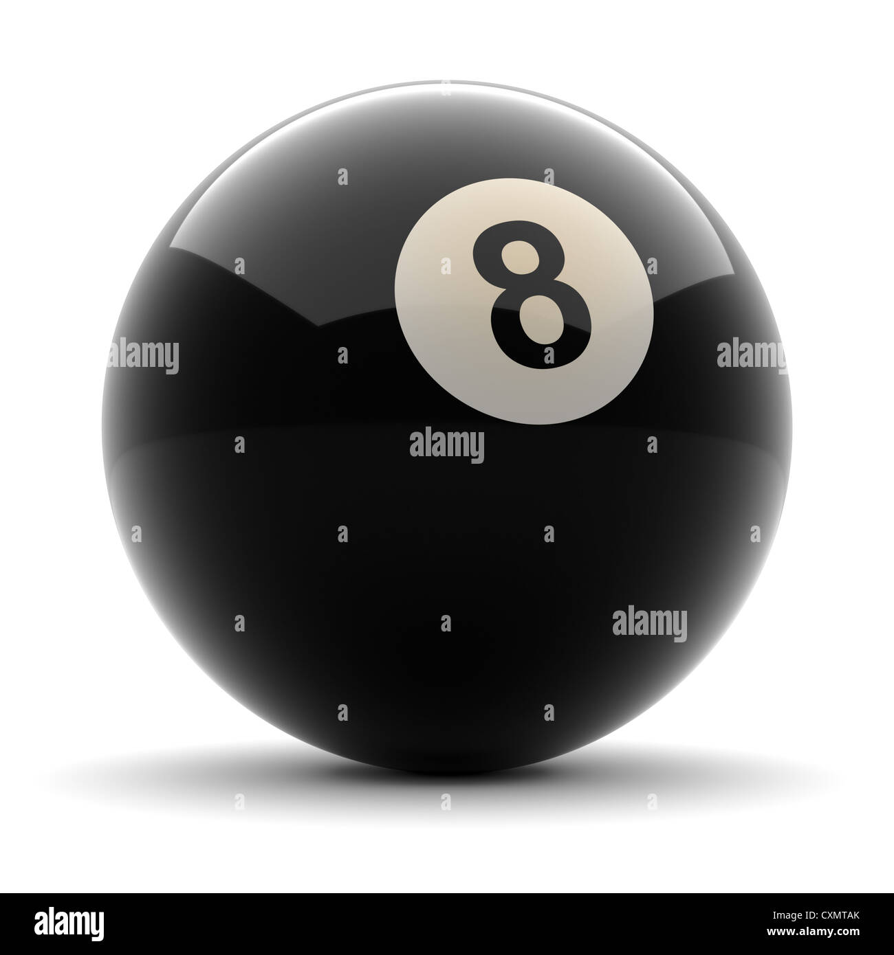 Black Ball Pool numéro huit rendus sur fond blanc solide Banque D'Images