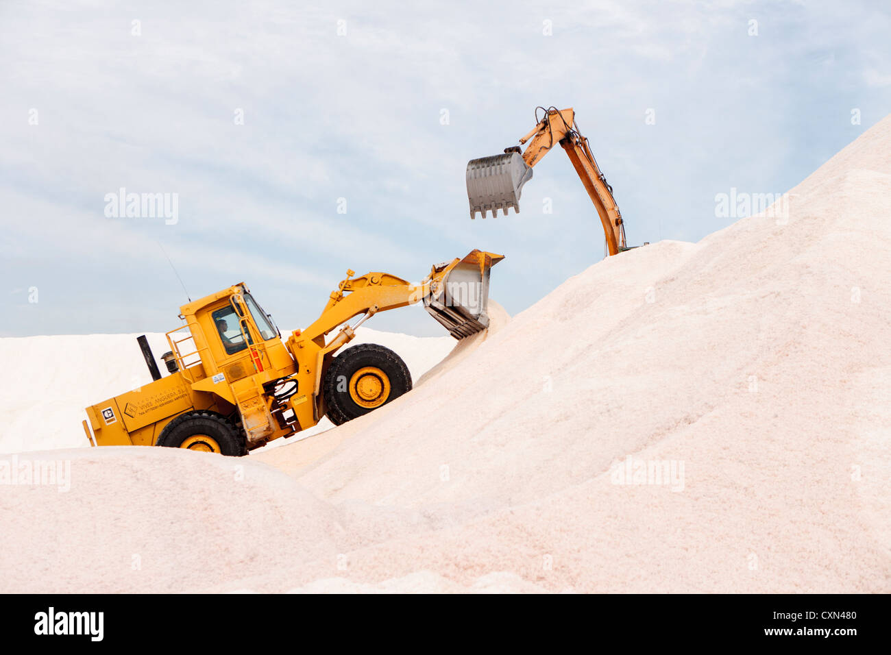 Salinada, la collecte de sel dans Salinas de la Trinitat, San Carlos de la Rapita, Delta del Ebro, Tarragona Banque D'Images