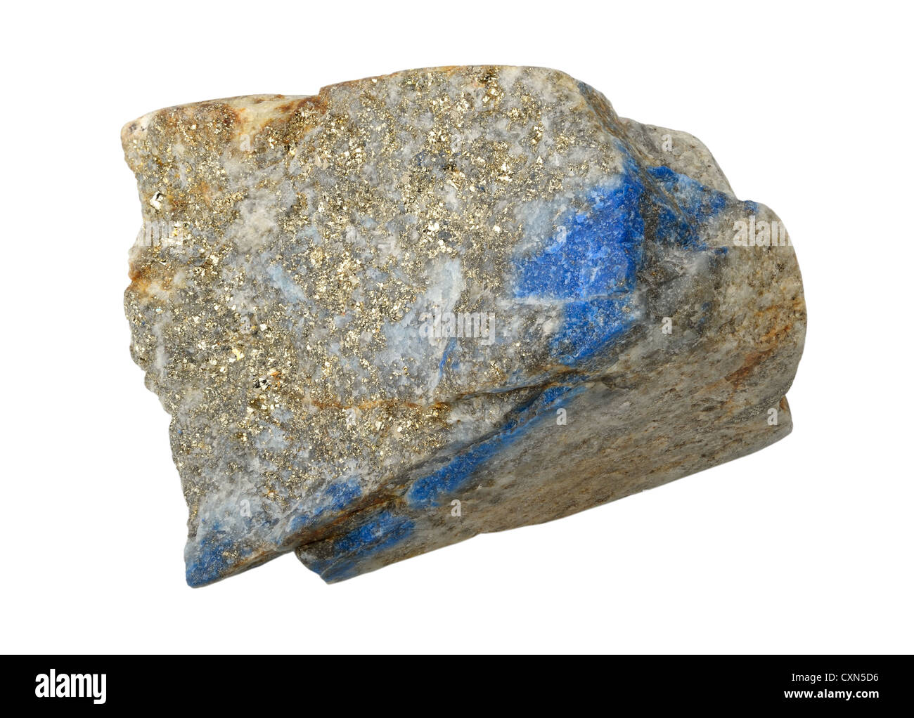 Un morceau de lapis-lazuli, isolé sur fond blanc Banque D'Images