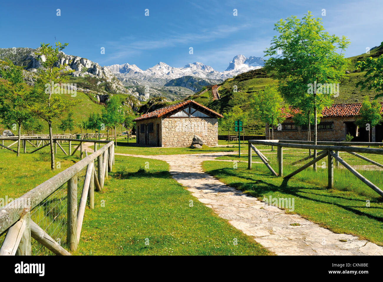 L'Espagne, Asturies : sur la montagne dans le Parc National Picos de Europa Banque D'Images