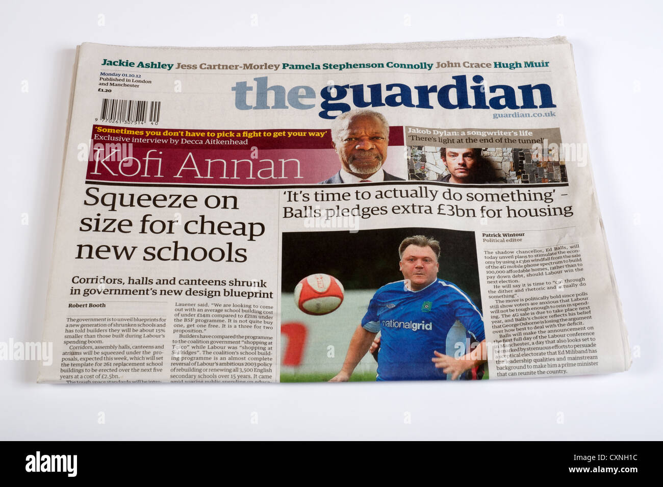 Le journal The Guardian (01/10/2012) Banque D'Images