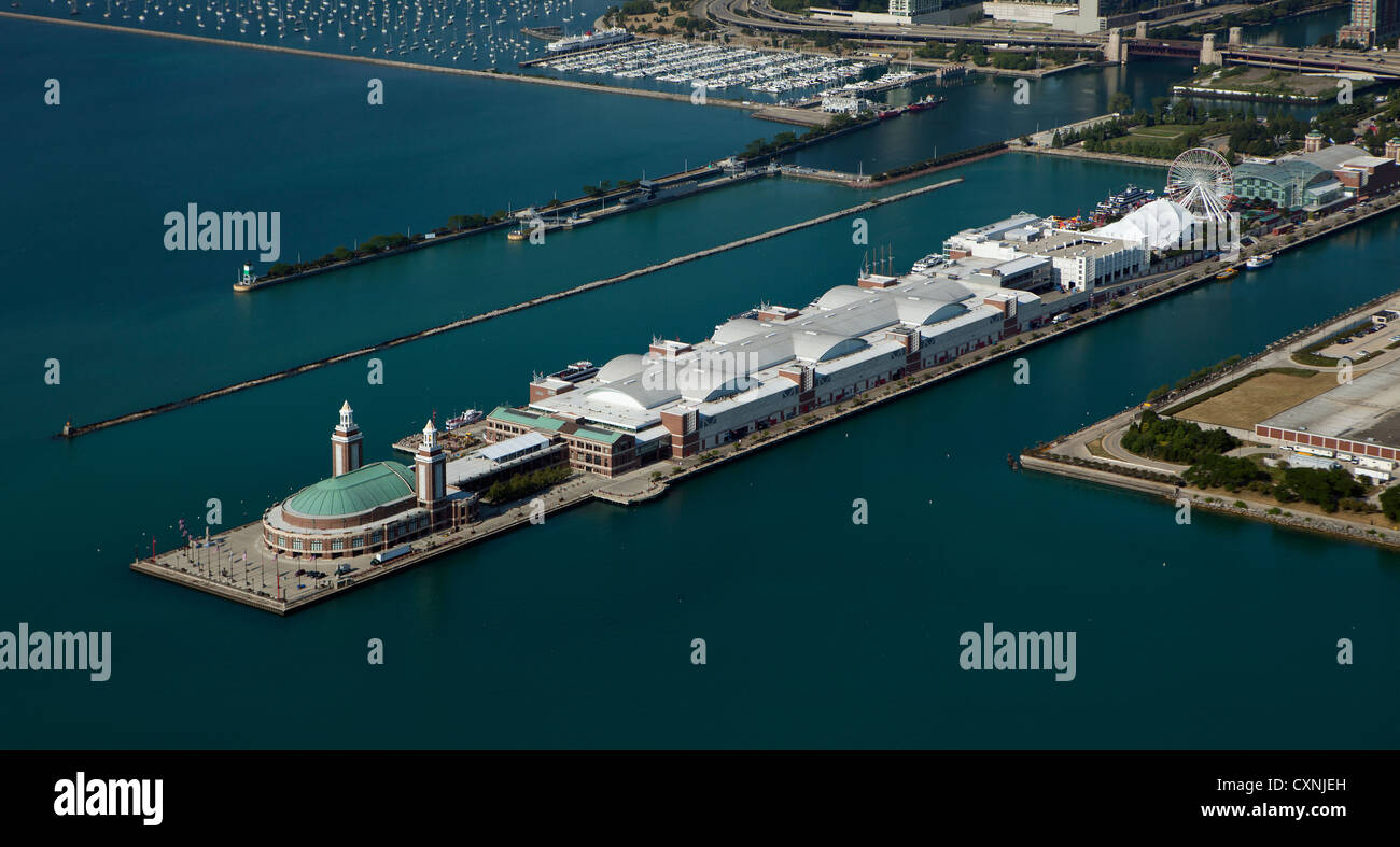 Photographie aérienne Navy Pier, Chicago, Illinois Banque D'Images