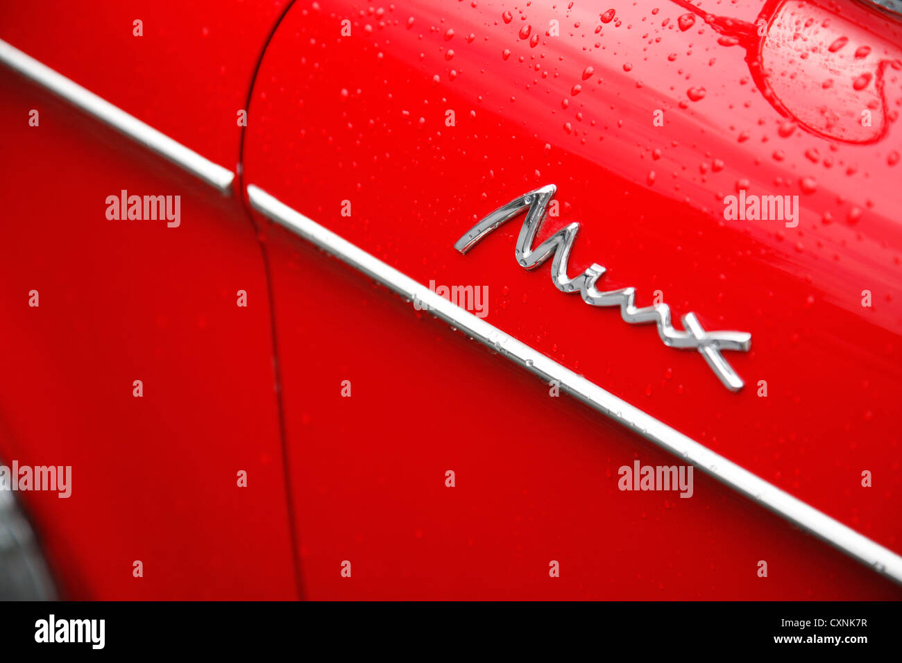Hillman Minx Rouge Classic Car close up shot Banque D'Images