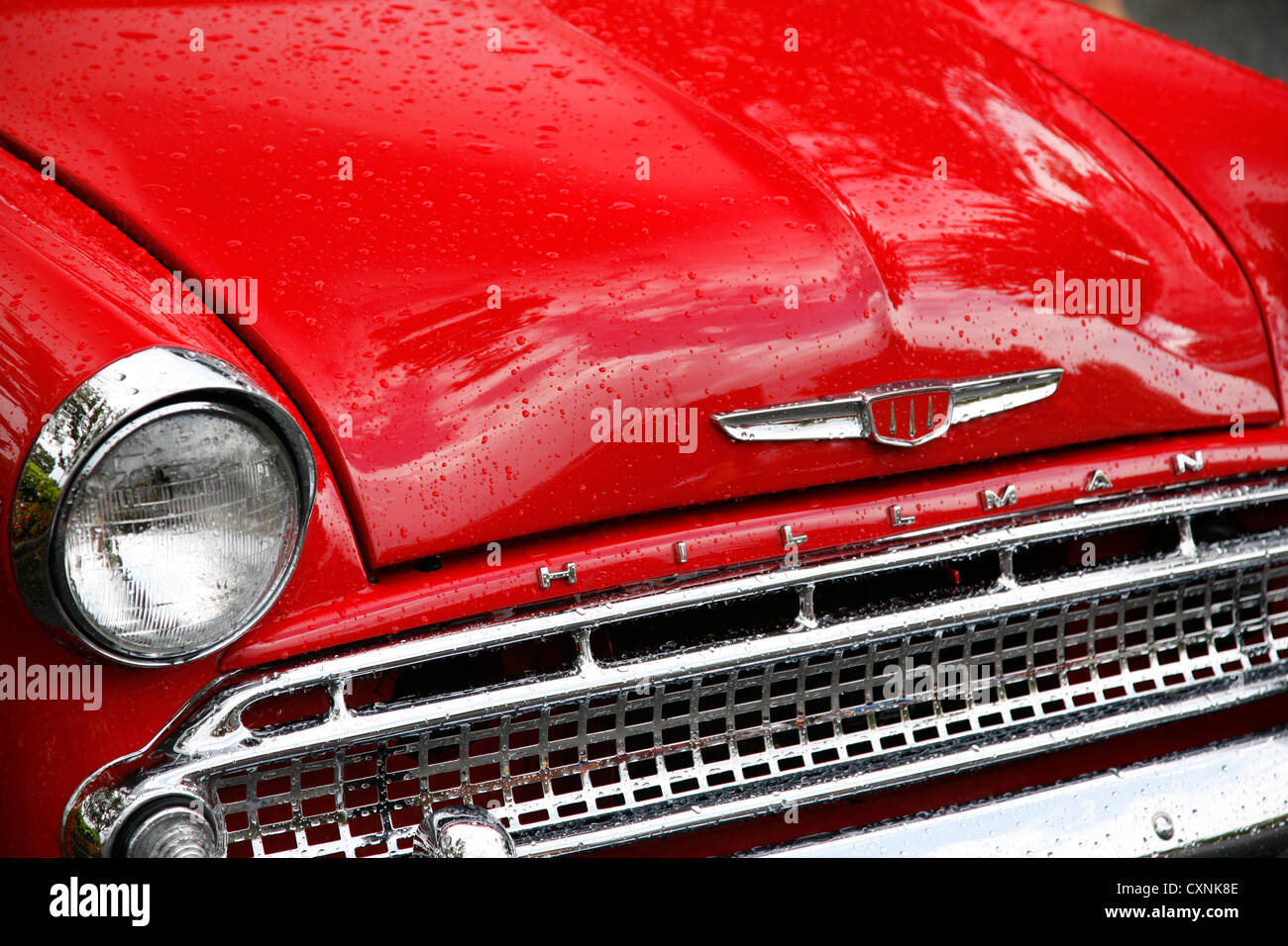 Hillman Minx Rouge Classic Car close up shot Banque D'Images