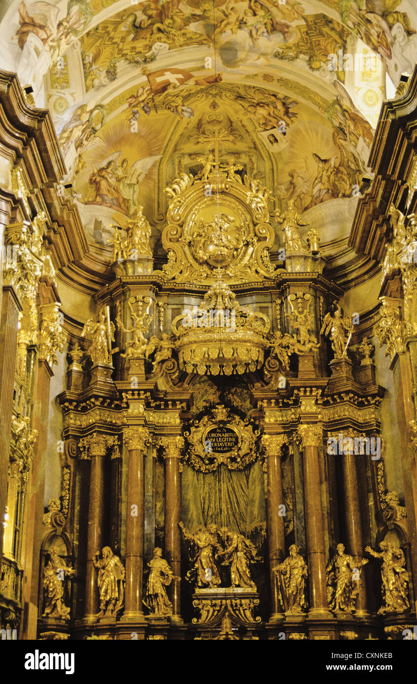 Autel baroque à l'intérieur de l'Abbaye Bénédictine de Melk, Autriche Banque D'Images