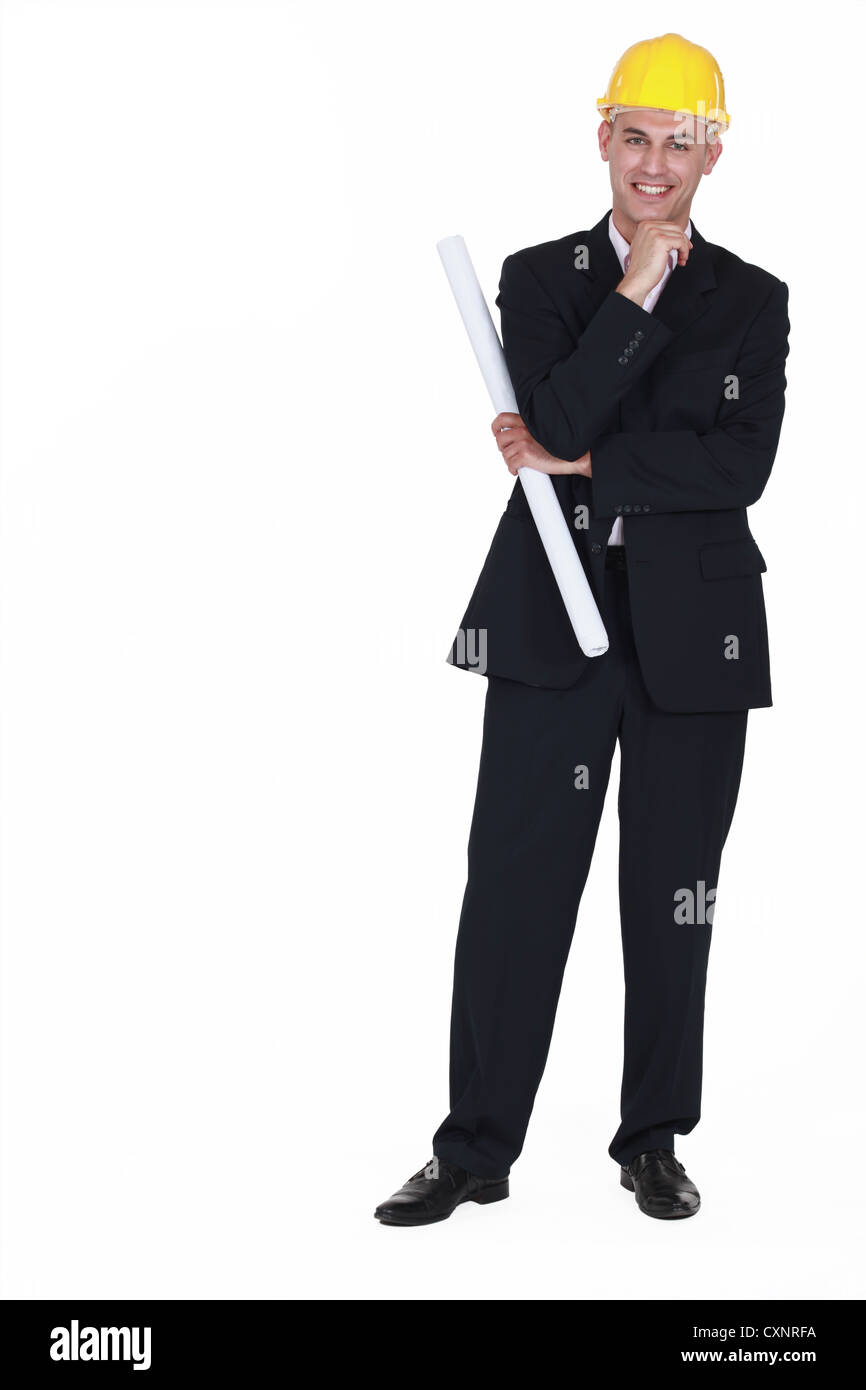 Ingénieur souriants portent un casque Banque D'Images