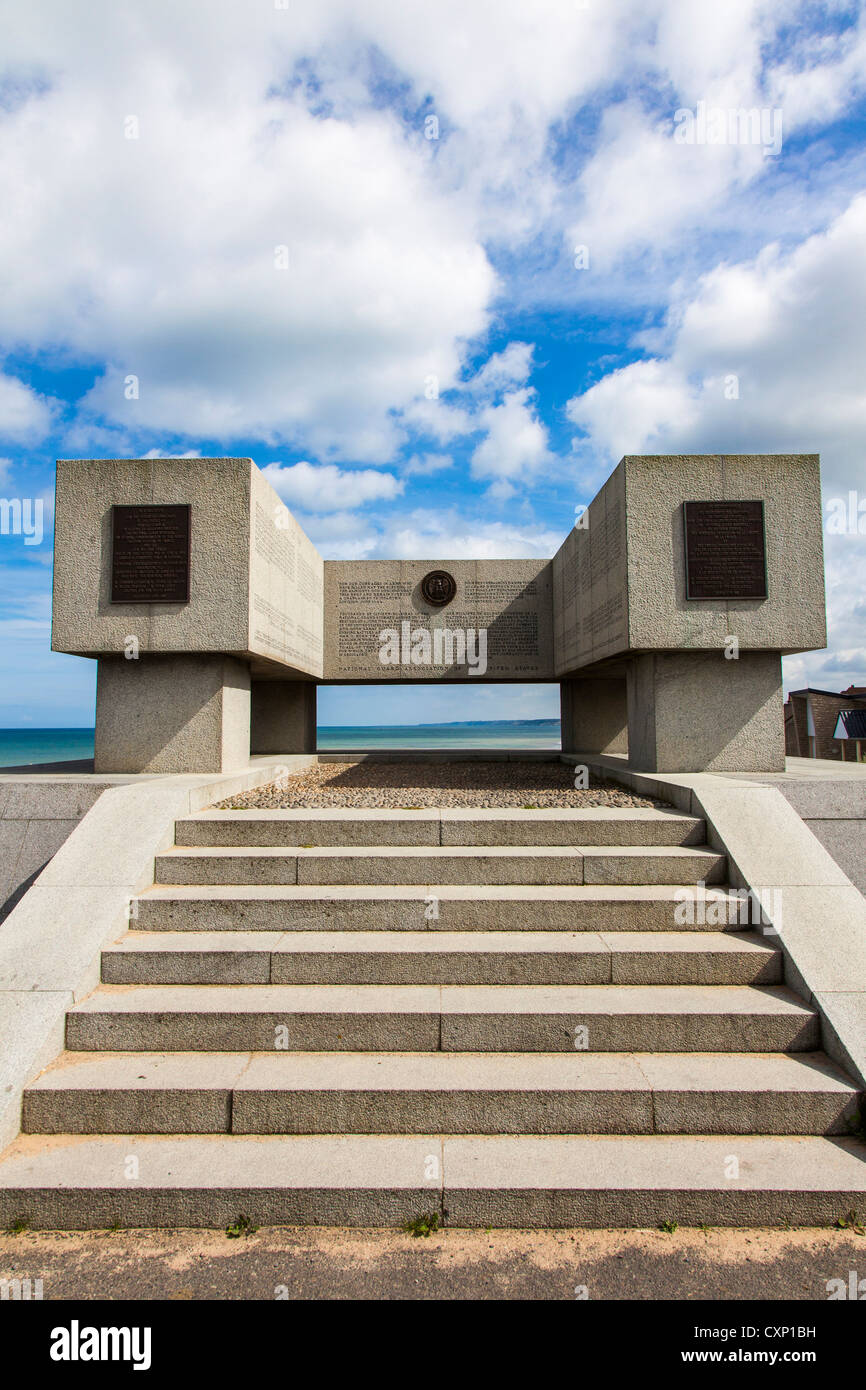 La Garde nationale US memorial à Vierville-sur-Mer, Omaha Beach, Normandie, France, pour commémorer le débarquement du jour. Banque D'Images