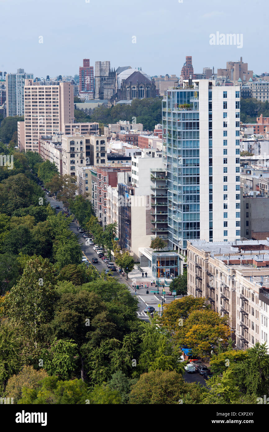L'extrémité nord de Central Park où il répond à Harlem est vue d'un appartement sur la Cinquième Avenue Banque D'Images