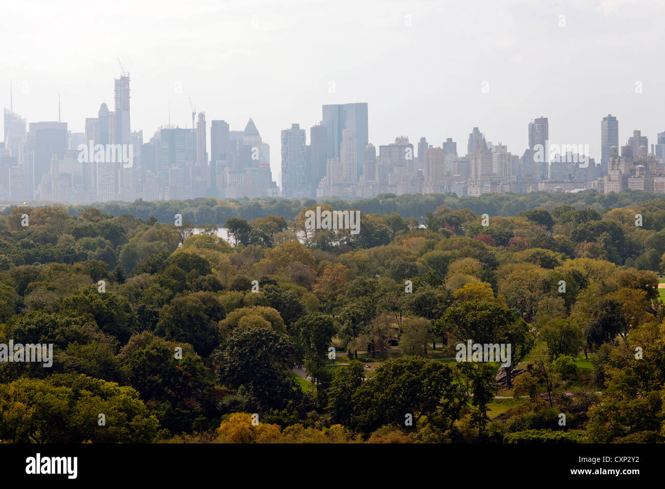 L'extrémité nord de Central Park est vue d'un appartement sur la Cinquième Avenue à Harlem Banque D'Images